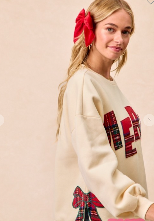 Merry Plaid And Bow Top