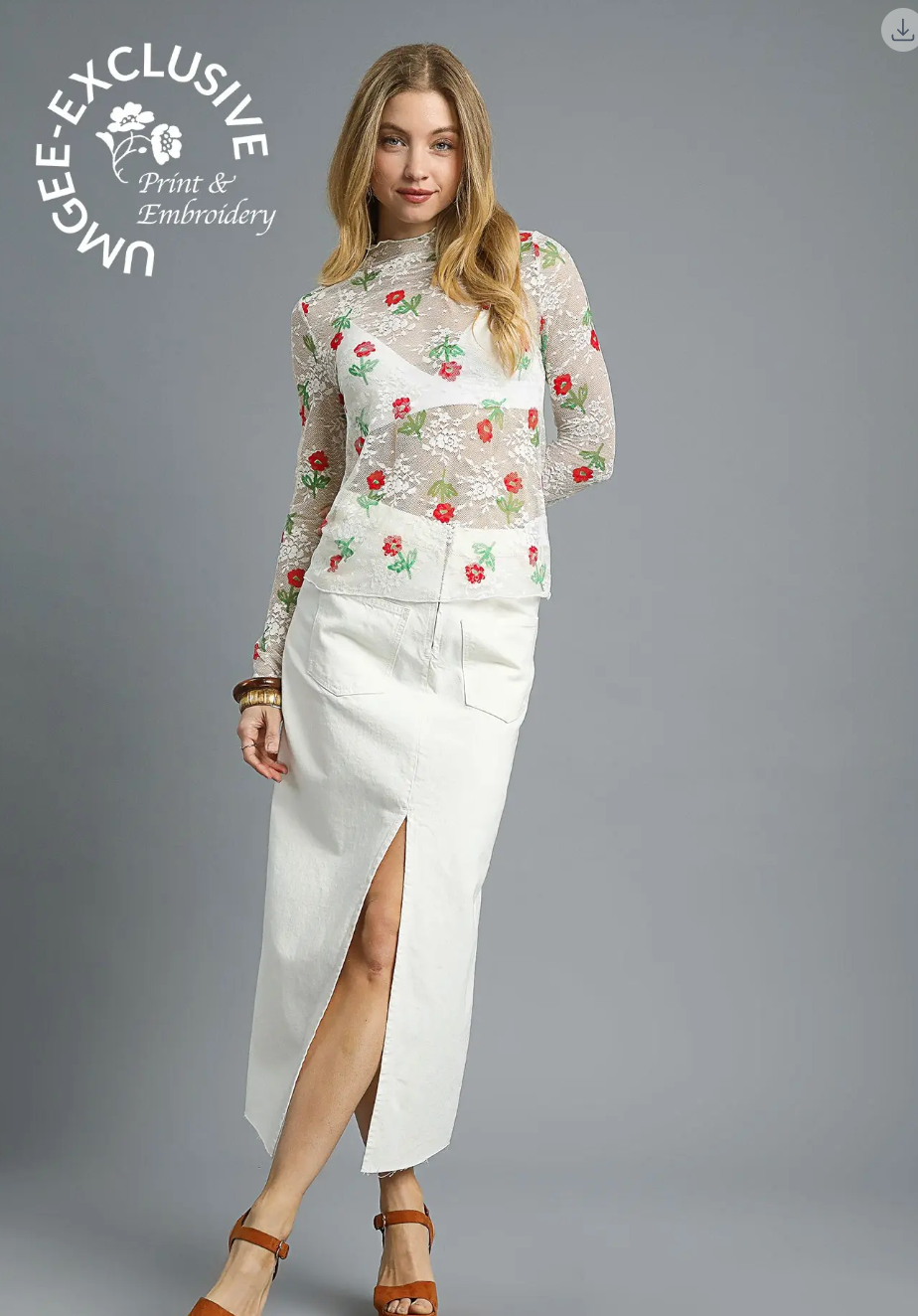 Bloom mesh Floral mesh top