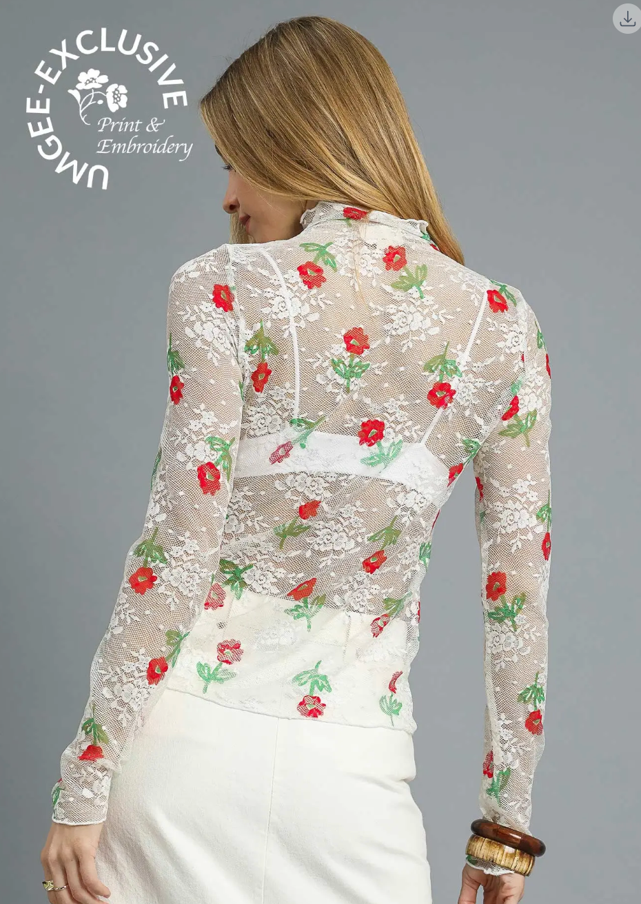 Bloom mesh Floral mesh top
