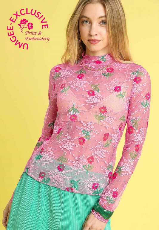 Bloom mesh Floral mesh top