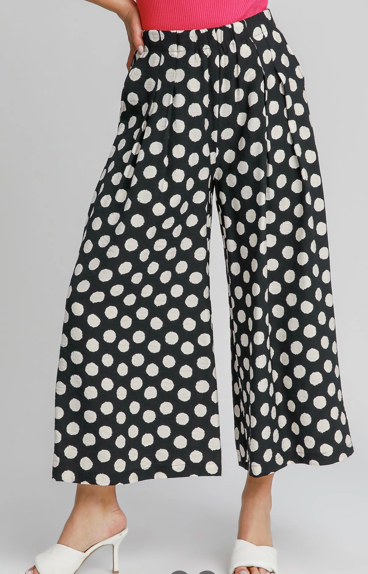 Playful polka dot wide leg pants
