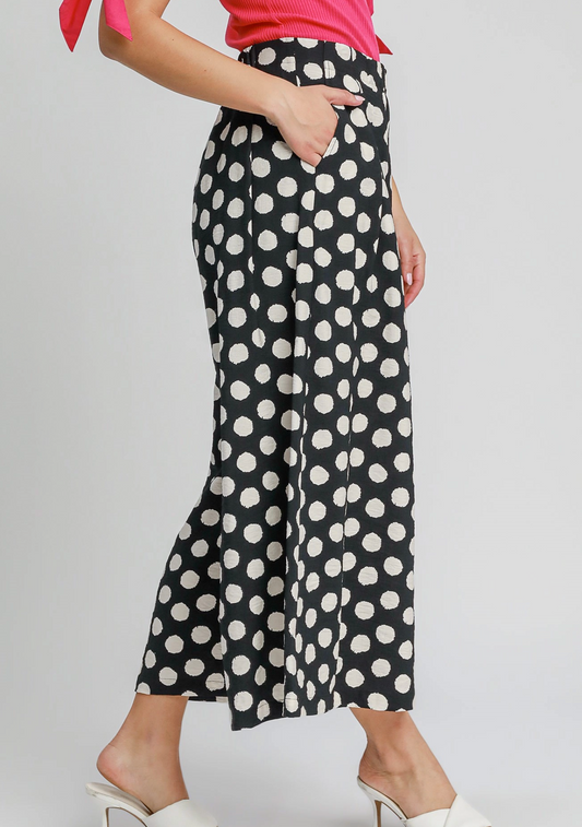 Playful polka dot wide leg pants