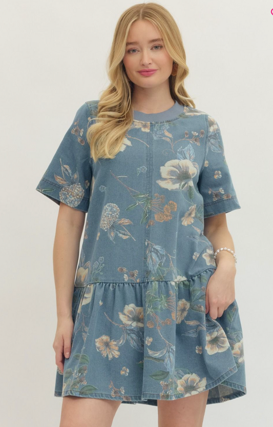 Botanical print mini dress
