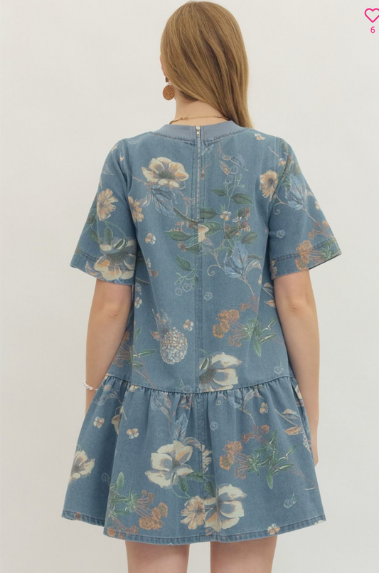 Botanical print mini dress
