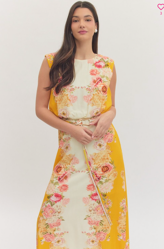 Floral tie maxi dress