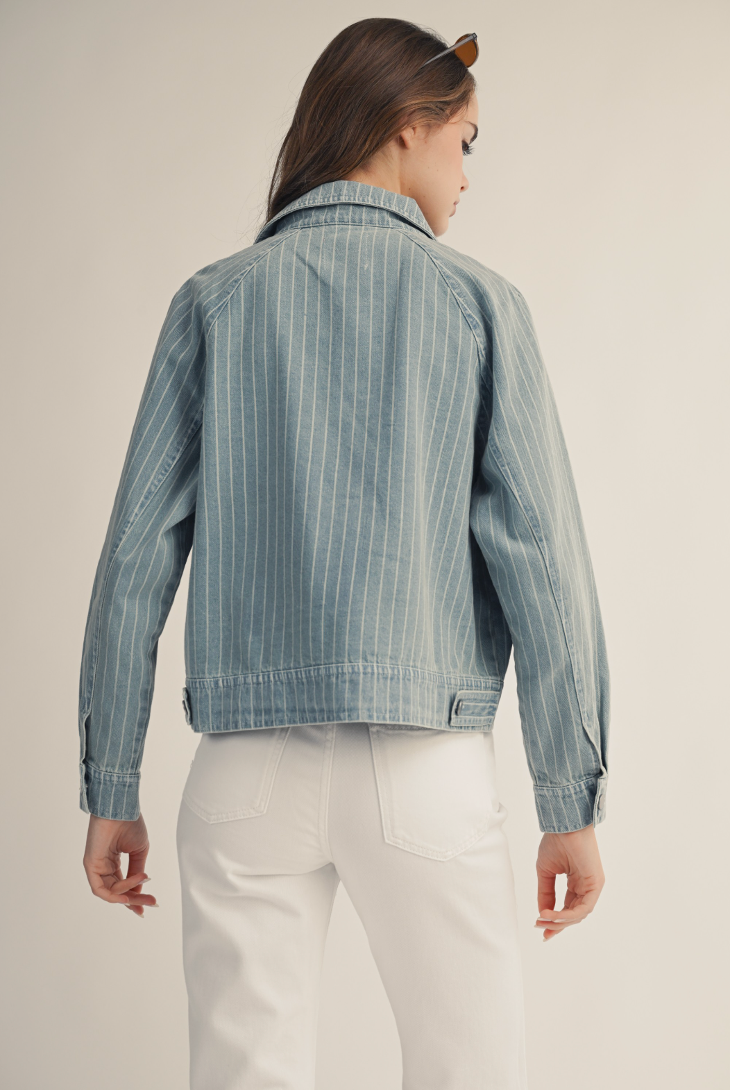 Washed striped denim jacket