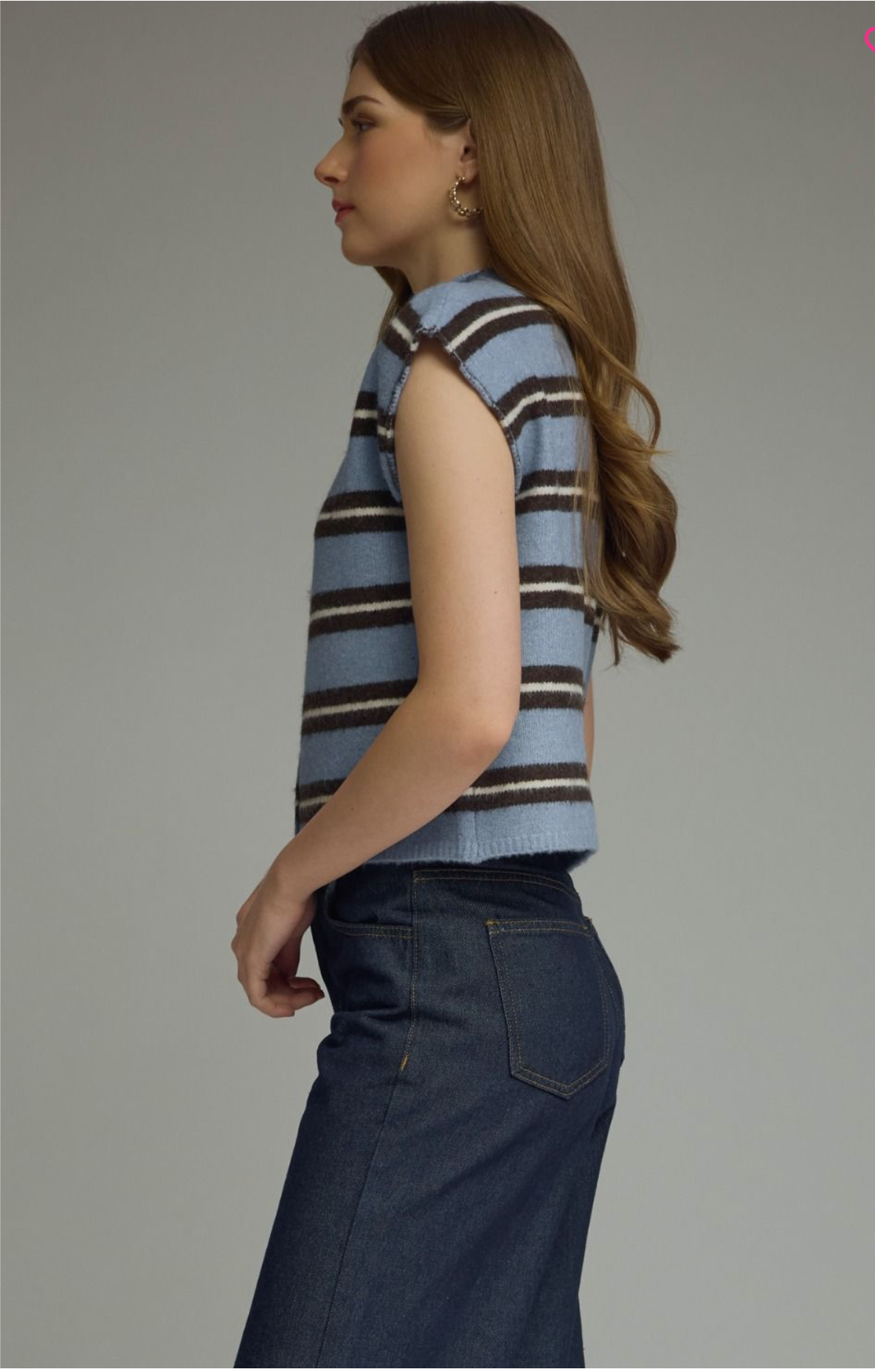 Stripe Cap Sleeve Top