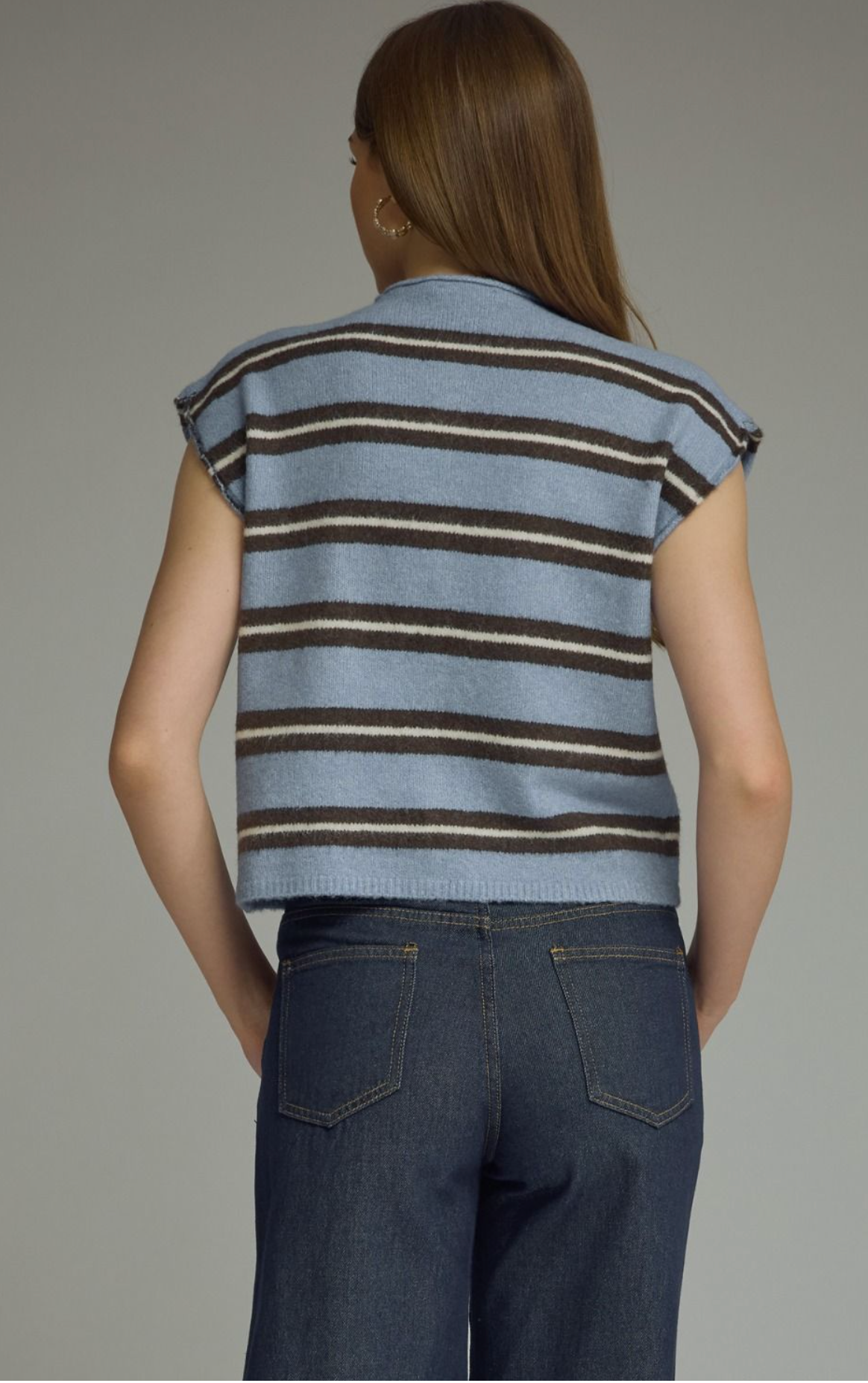 Stripe Cap Sleeve Top