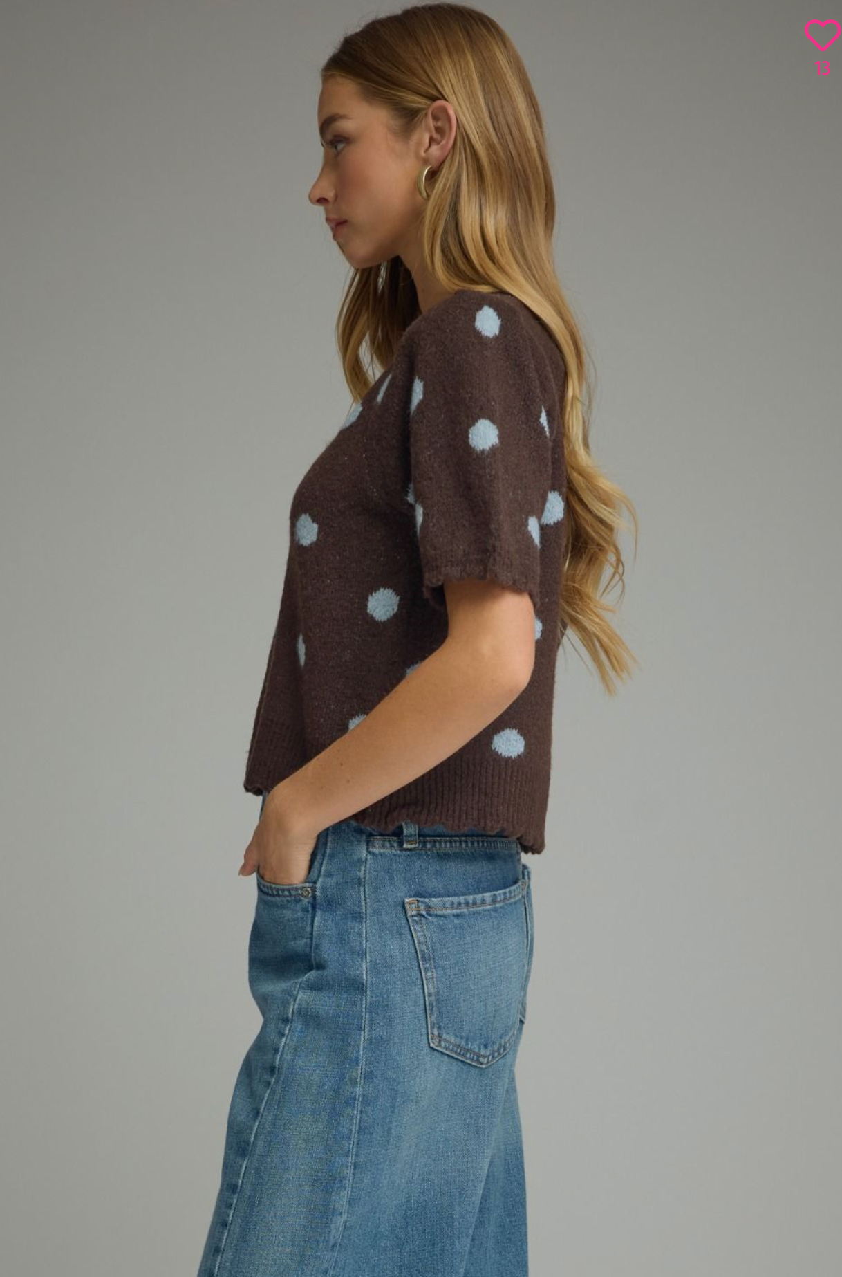 Scallop trim polka dot top