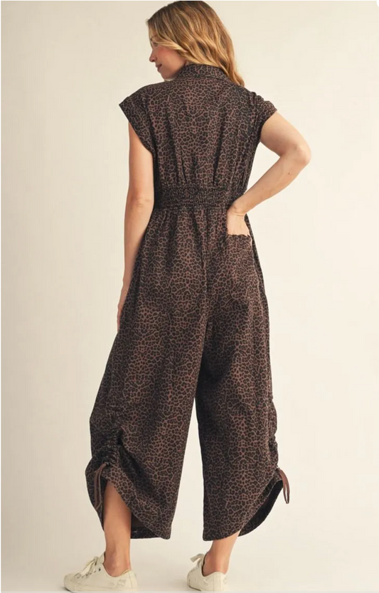 Mocha Leopard Print Jumpsuit
