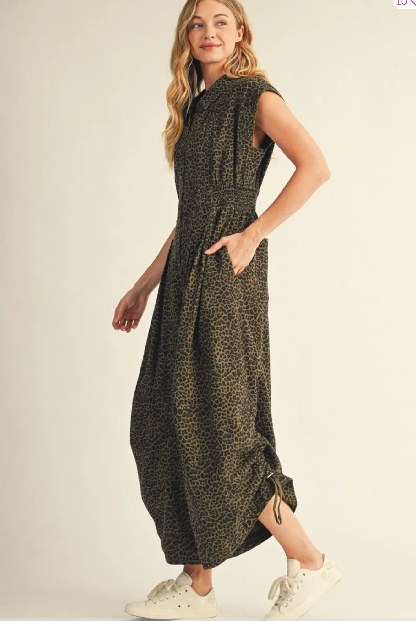 Mocha Leopard Print Jumpsuit