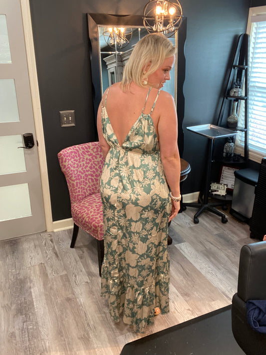 Floral Satin Maxi Dress
