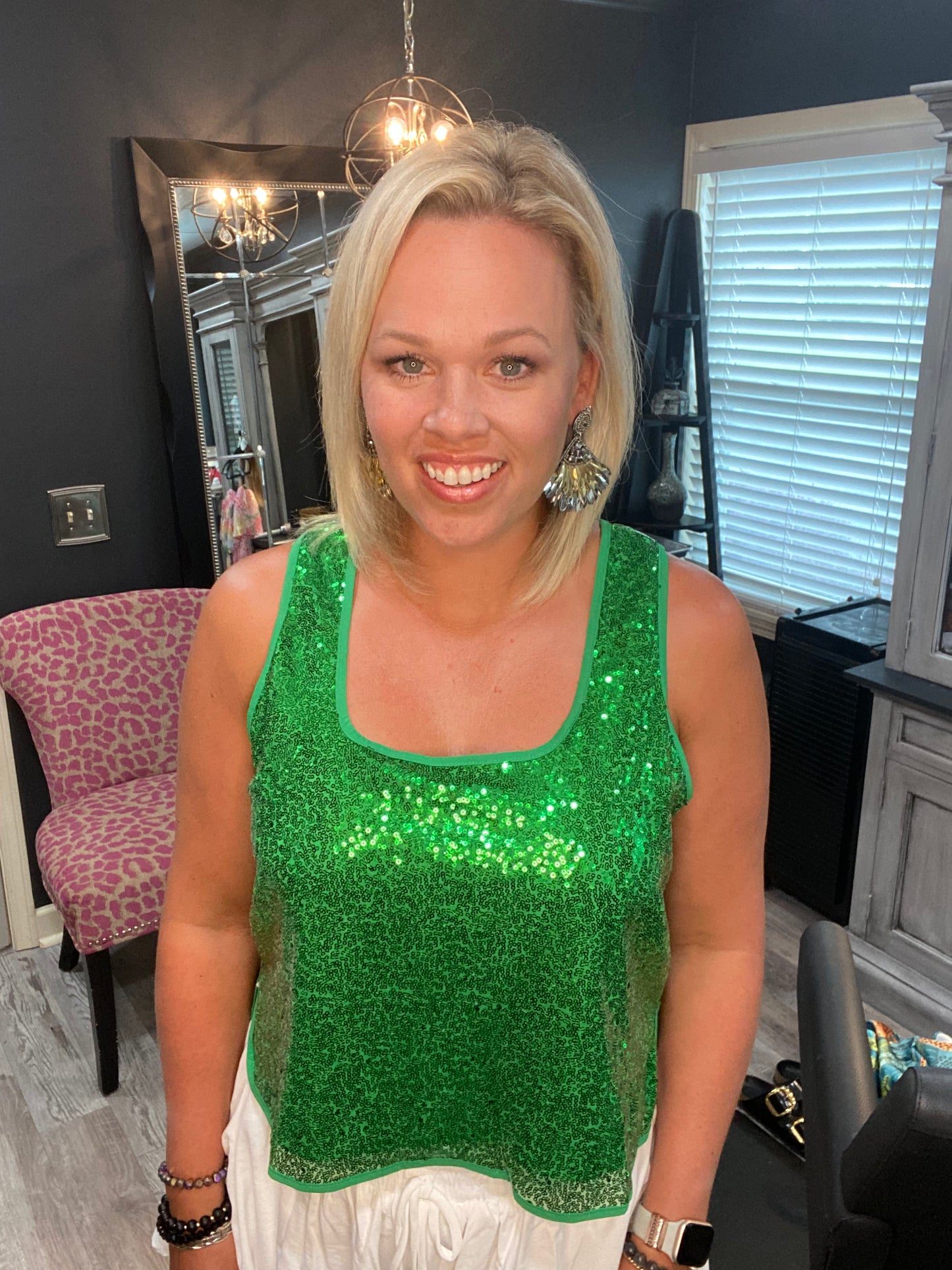 Green sparkly tank