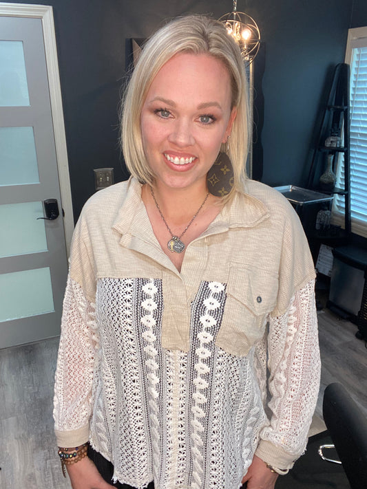 Boho Lace Collared Top