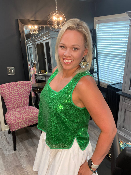Green sparkly tank