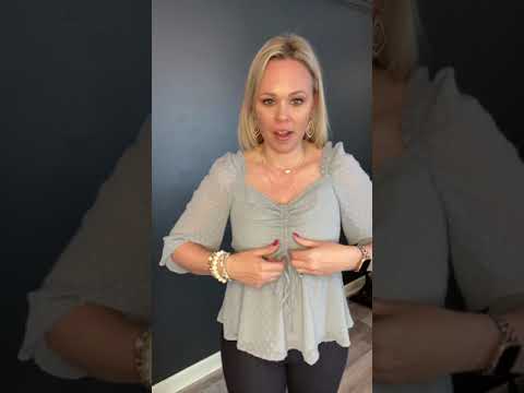 Sage Swiss Dot Peplum Top