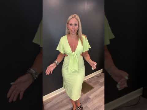 Lime Cut out Tie Front Dress