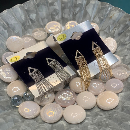 Triangle fringe earrings