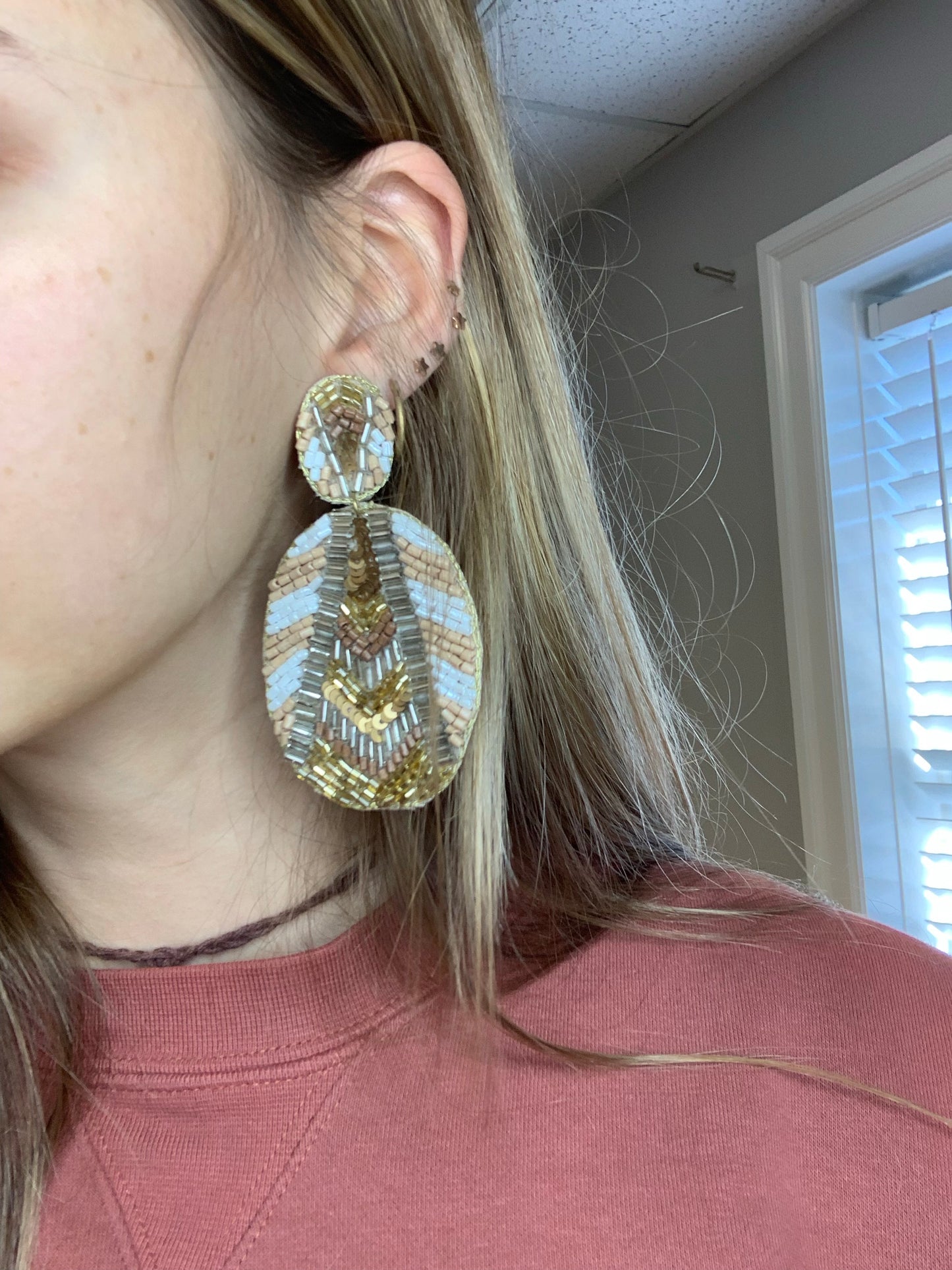 Nude bedazzled earrings
