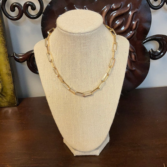 Gold paper clip necklace