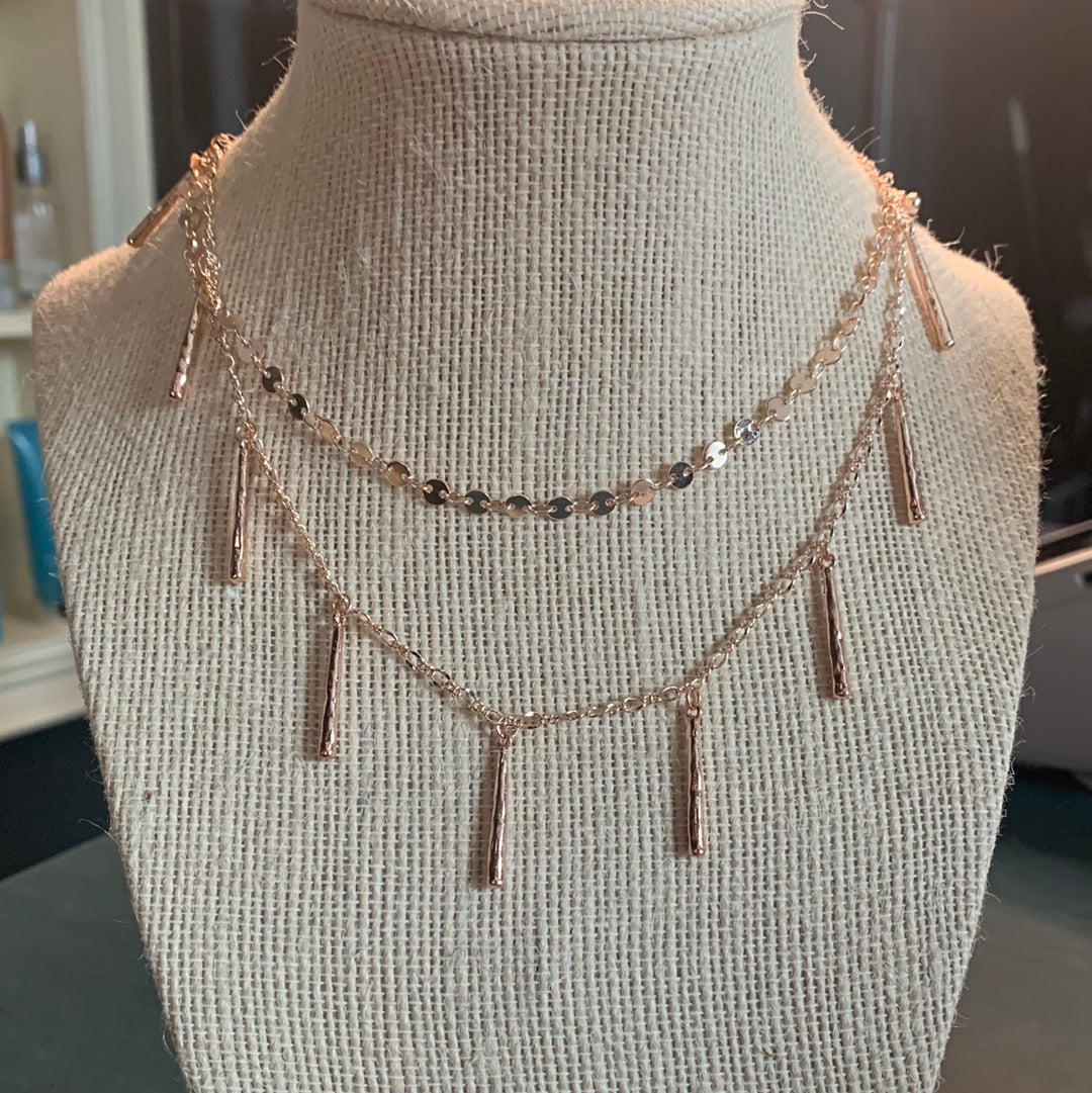 Rose gold stack necklace