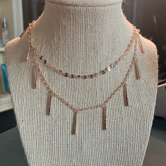 Rose gold stack necklace