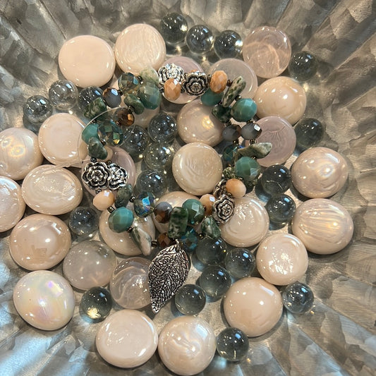 Teal Leaf Charm Bracelet