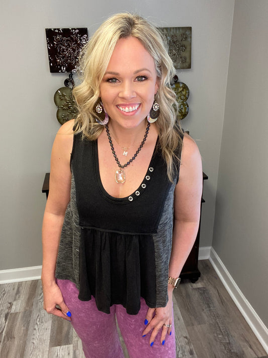 Black Boho Knit Tank