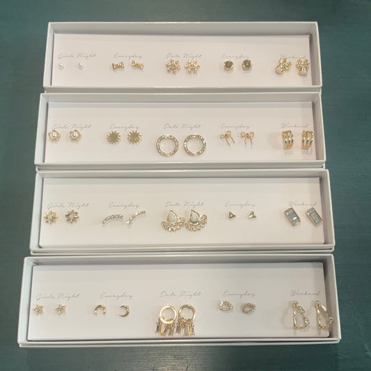 Five Pair box of earrings