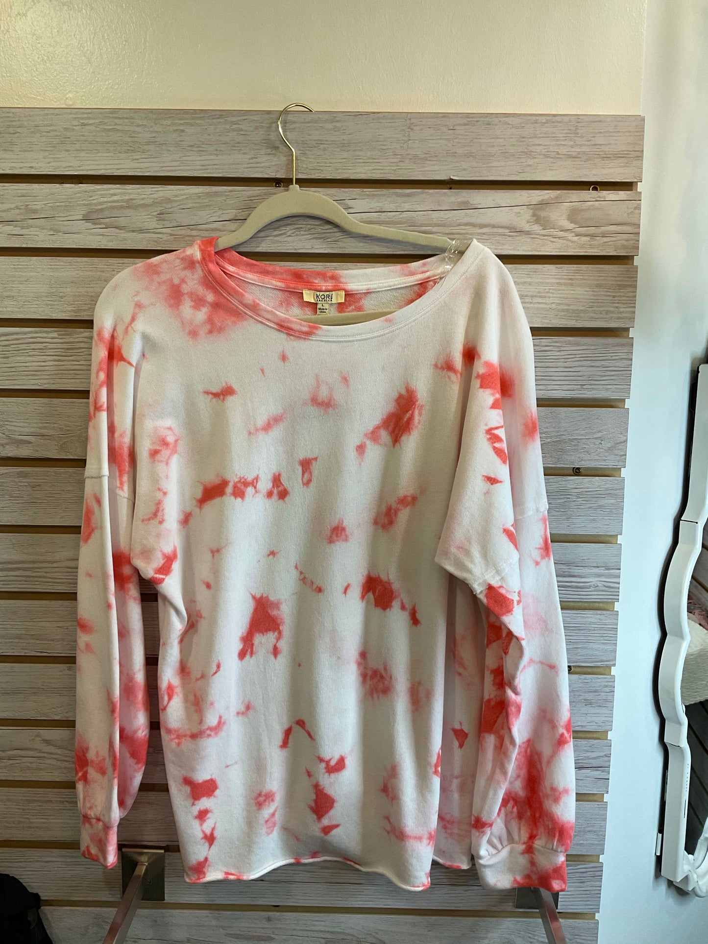 Coral cloud tie-dye sweater