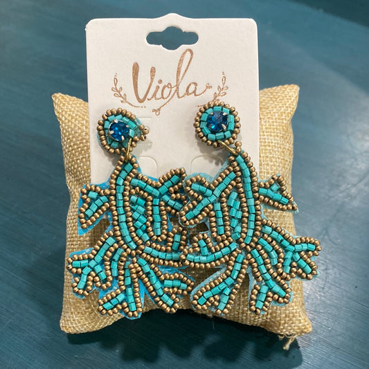 Turquoise Coral shaped earrings