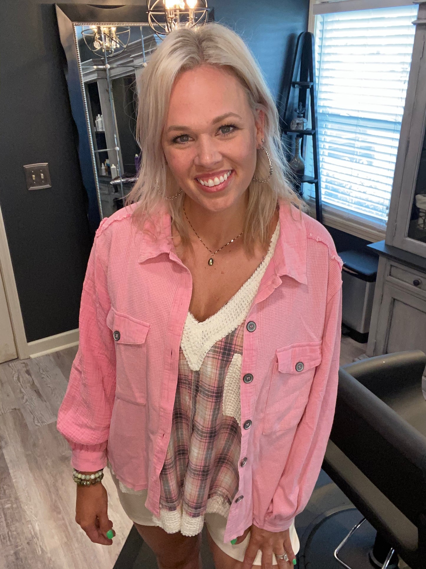 Punch pink pull over