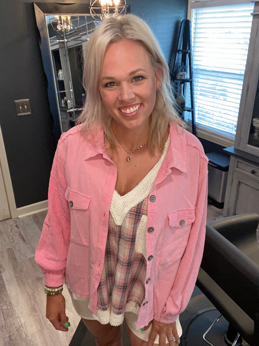 Punch pink pull over