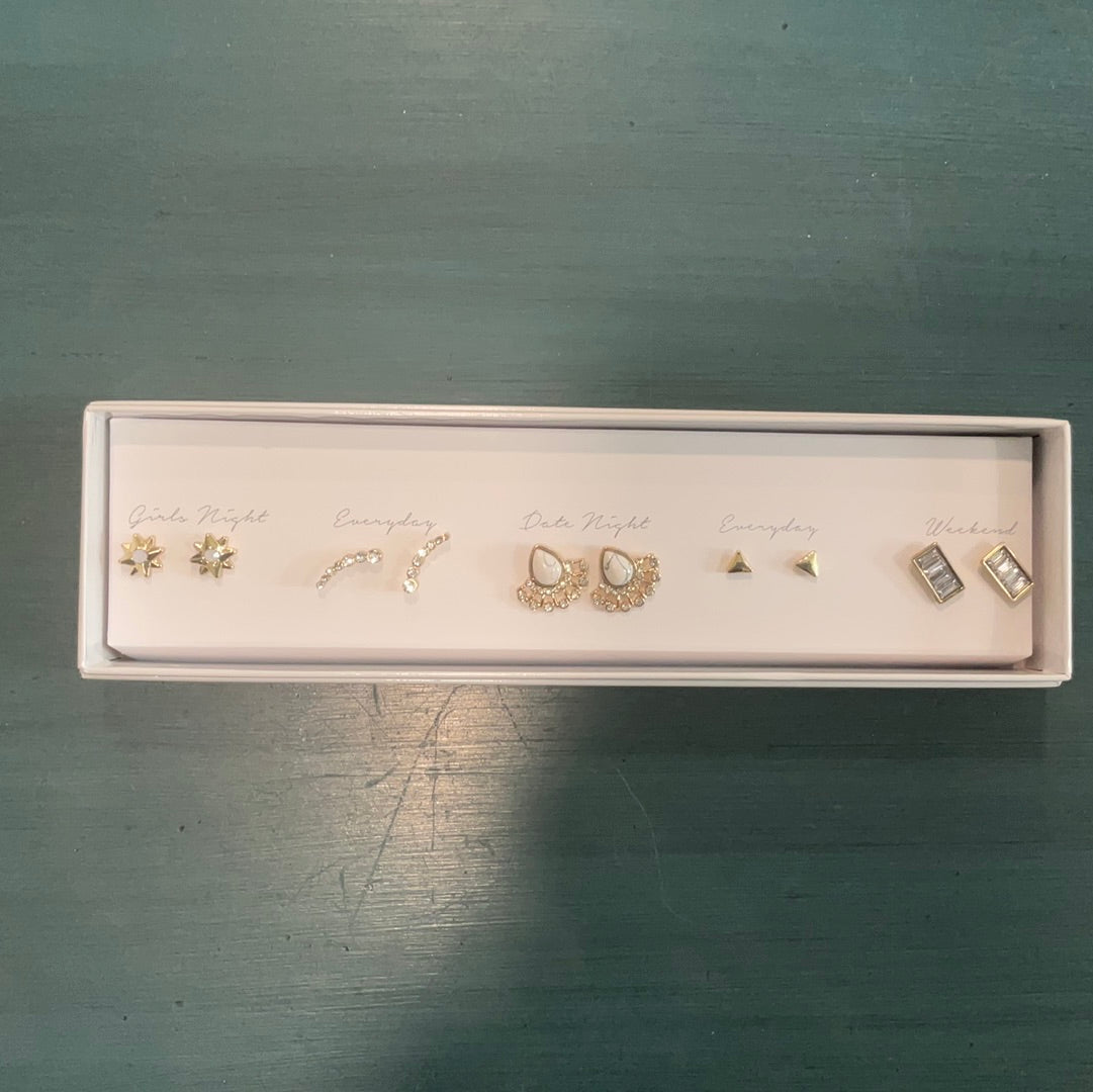 Five Pair box of earrings
