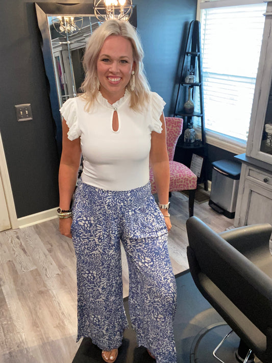 Blue leopard pants