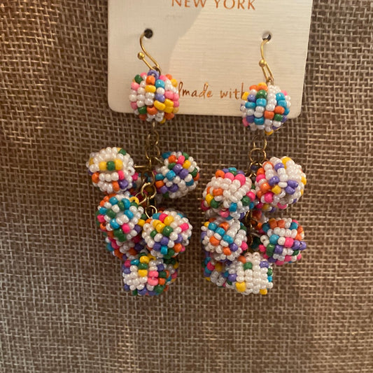 Multi Colored Dangle Ball Earrings