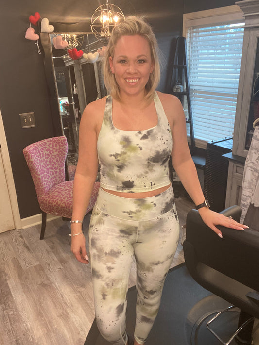 Green Inkblot Tye Dye Leggings