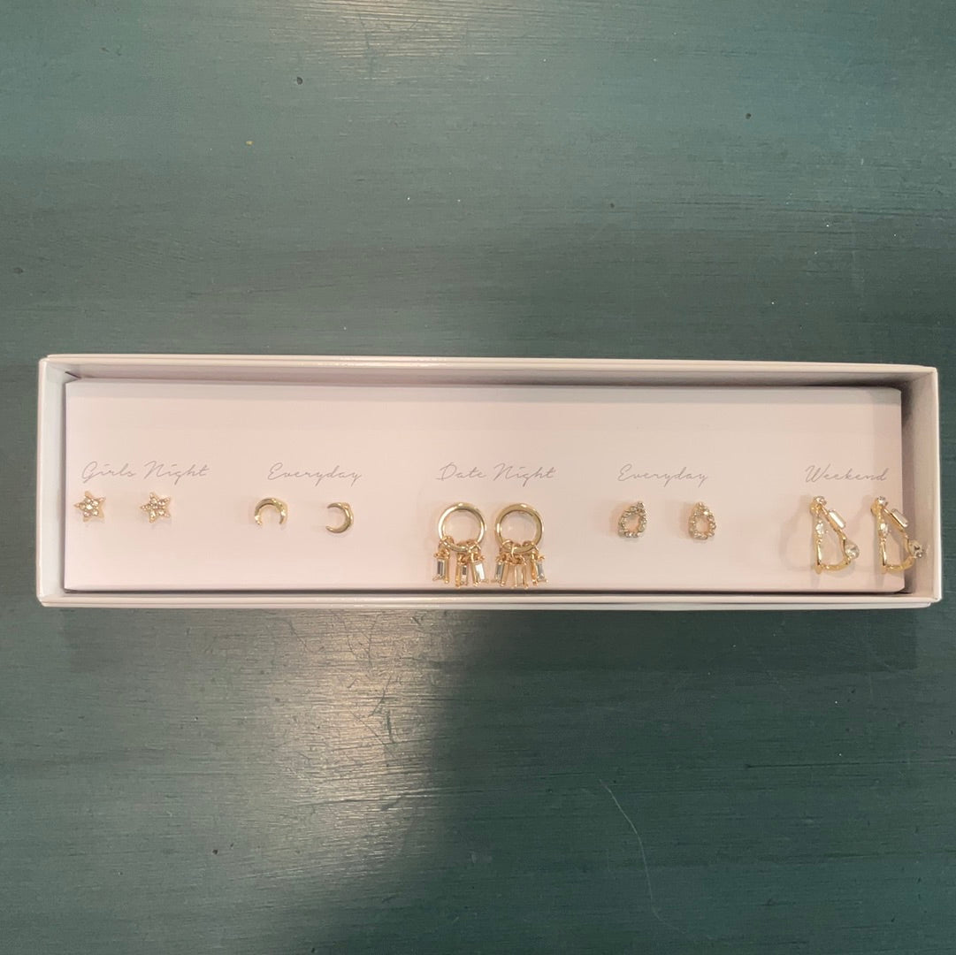 Five Pair box of earrings