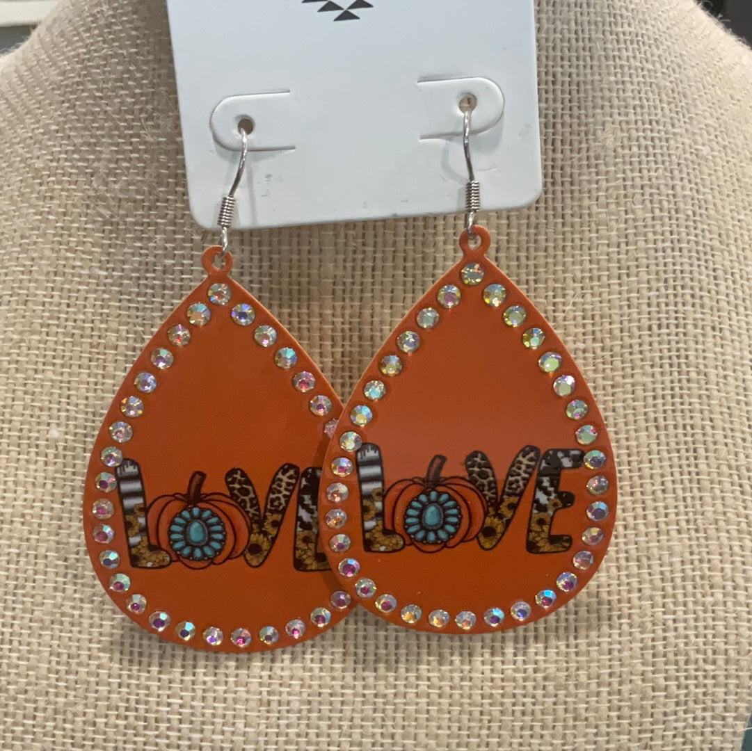 Orange / Beige  Fall Love Earrings