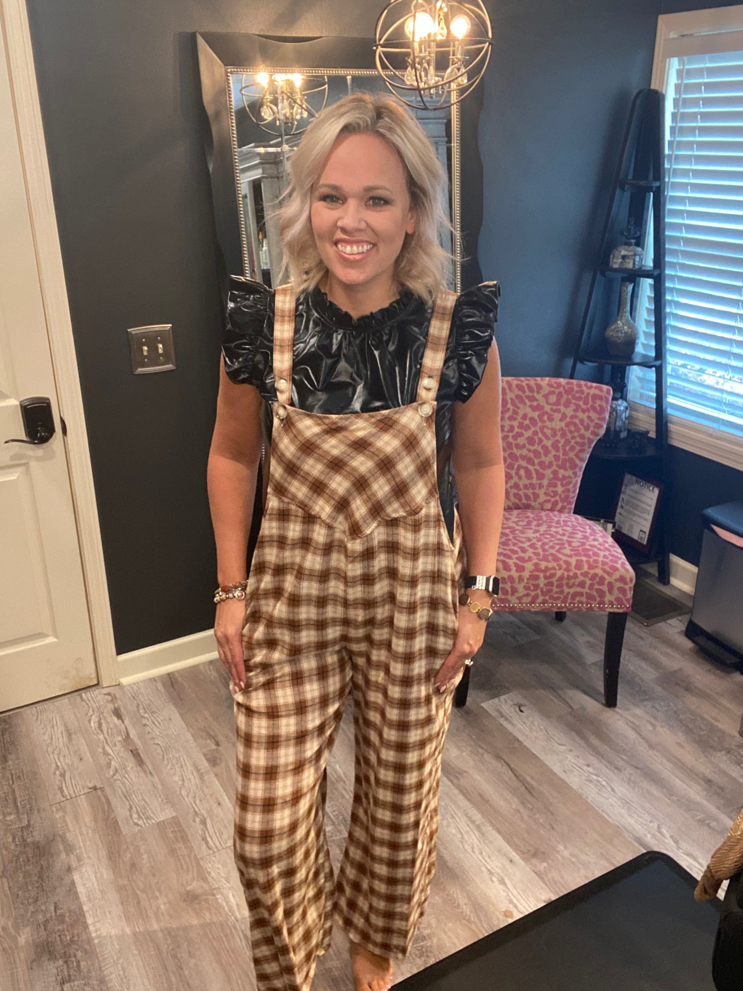 Plaid Camel Overalls