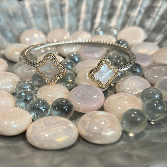 Pearl Clover Pave Cable Cuff