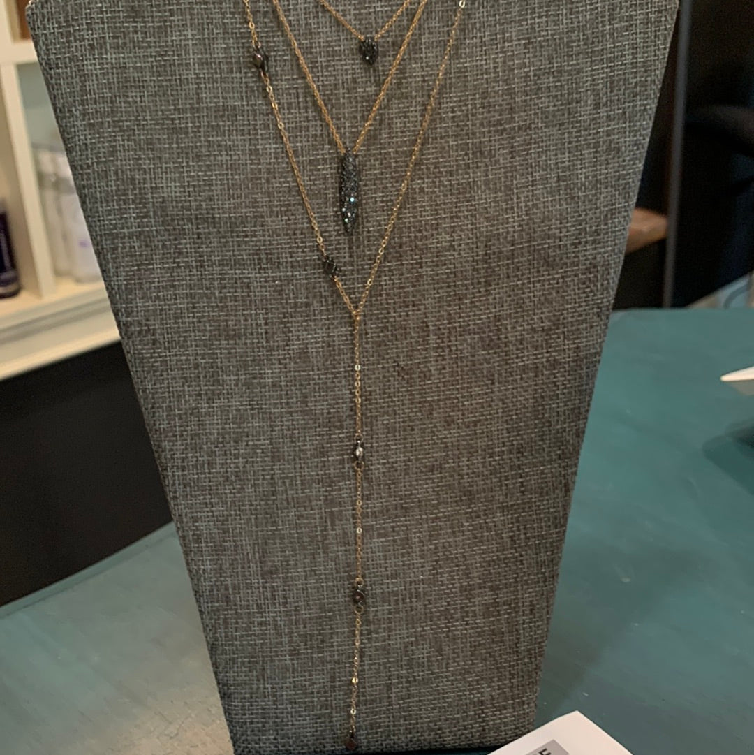 Layered hematite necklace