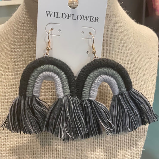 Fabric Arch fringe earrings