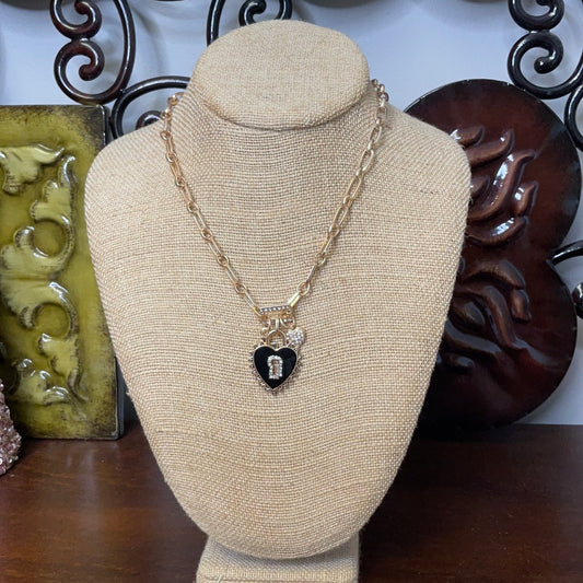Gold paper clip necklace w/ matching earring