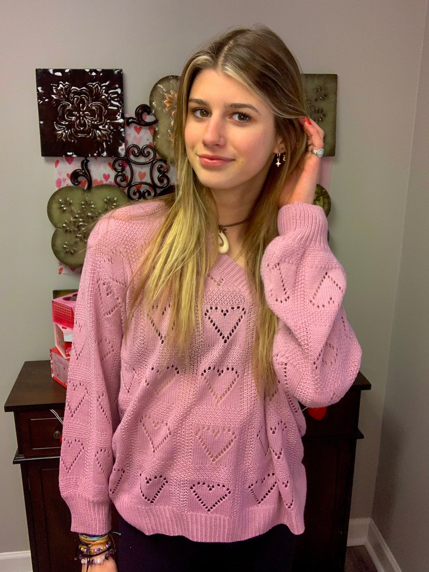Heart knit sweater