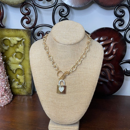Heart lock gold chain