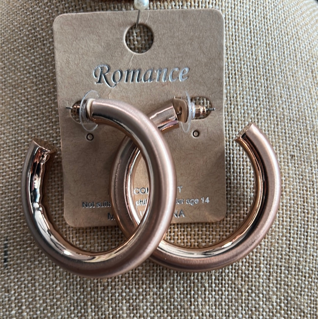Rose Gold Open Tube Hoops