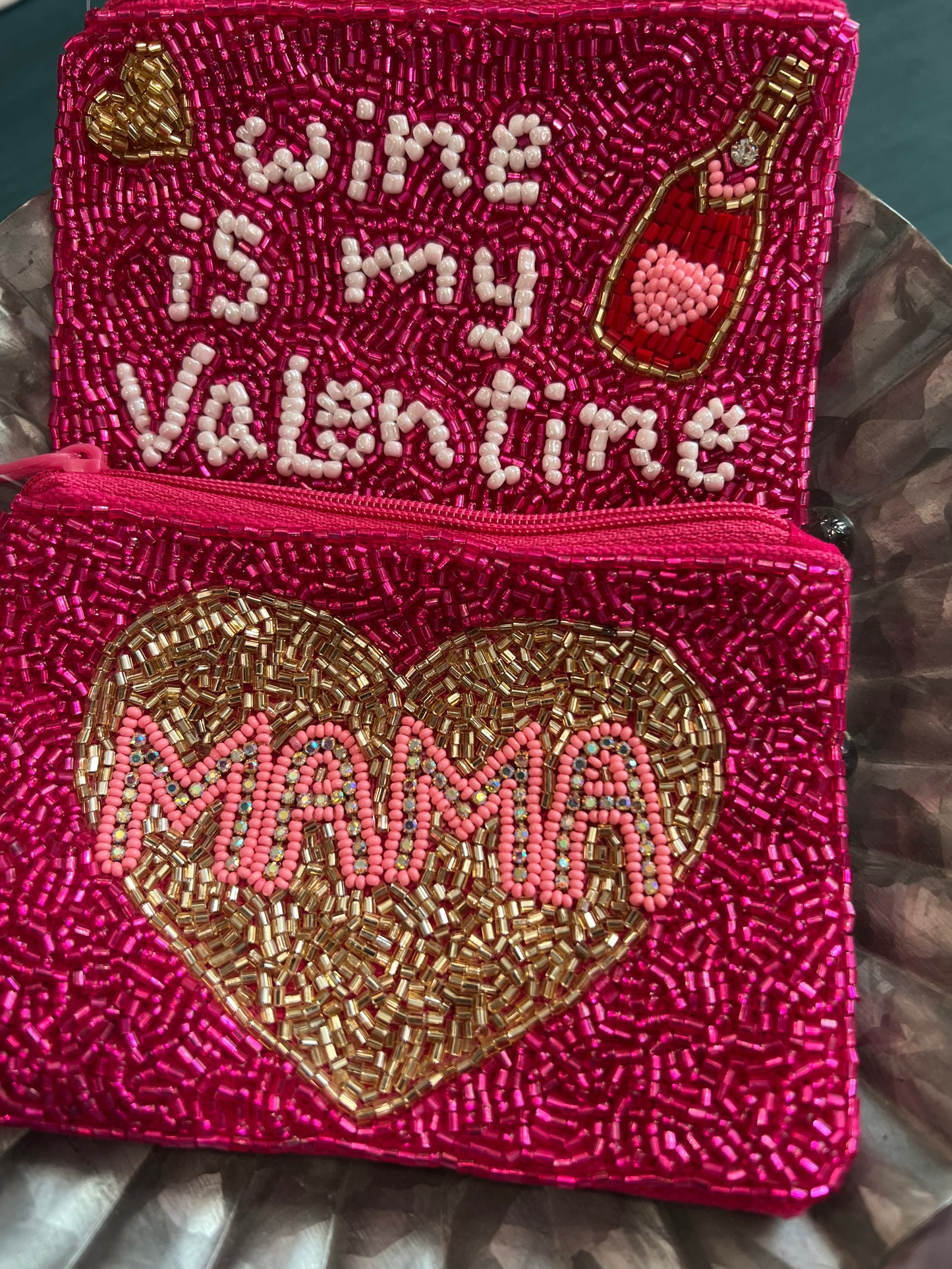 Valentines Seed Bead Coin Pouches