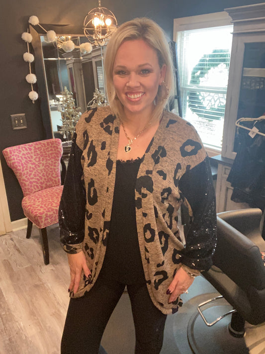 Sequin Sleeve Cardigan