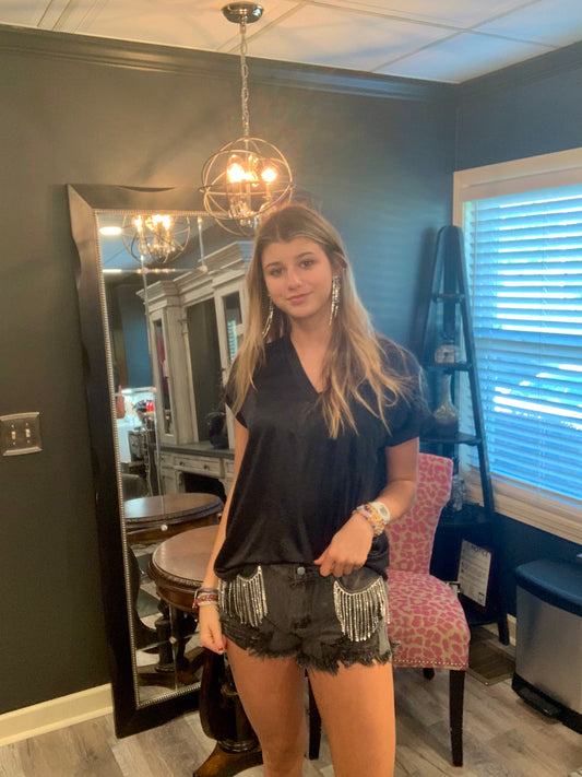 Black bling shorts